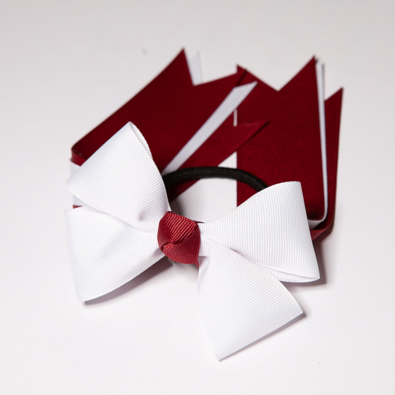 CHS Burg/White 4 Loop Bow with Tails (Qty 1)