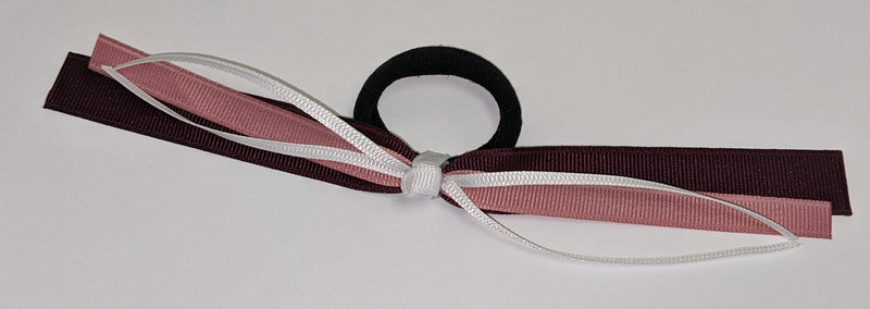 Streamer Bow - Burgundy/Pink/White - 8"