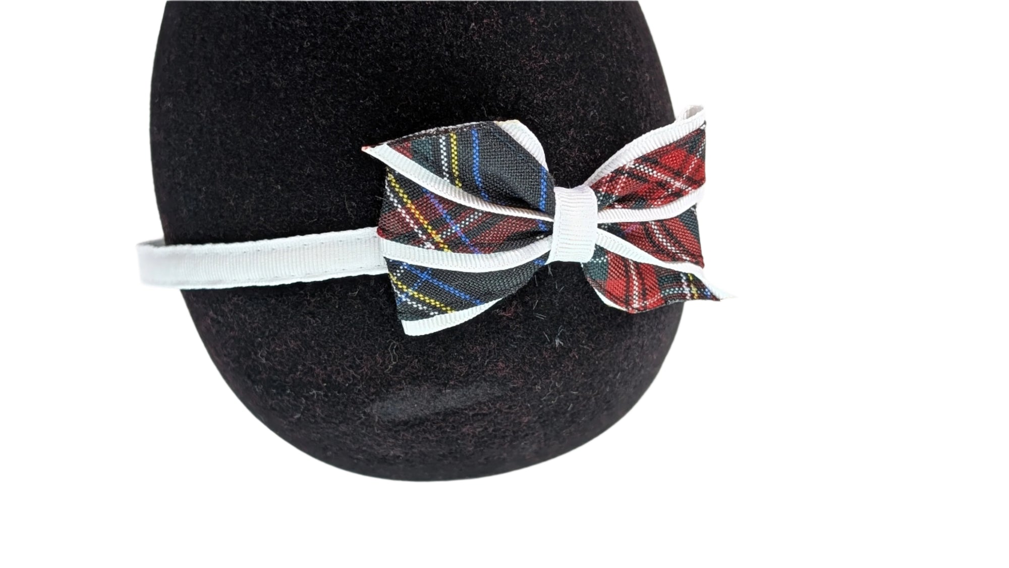 AHS Mini Monarch Plaid Bow on White Headband (Qty 1)