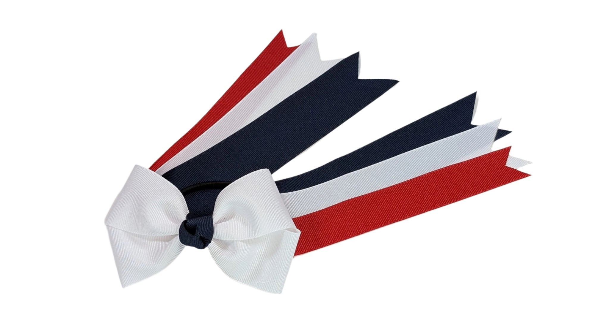 AHS White 4 Loop Streamer Bow with Elastic (Qty 1)