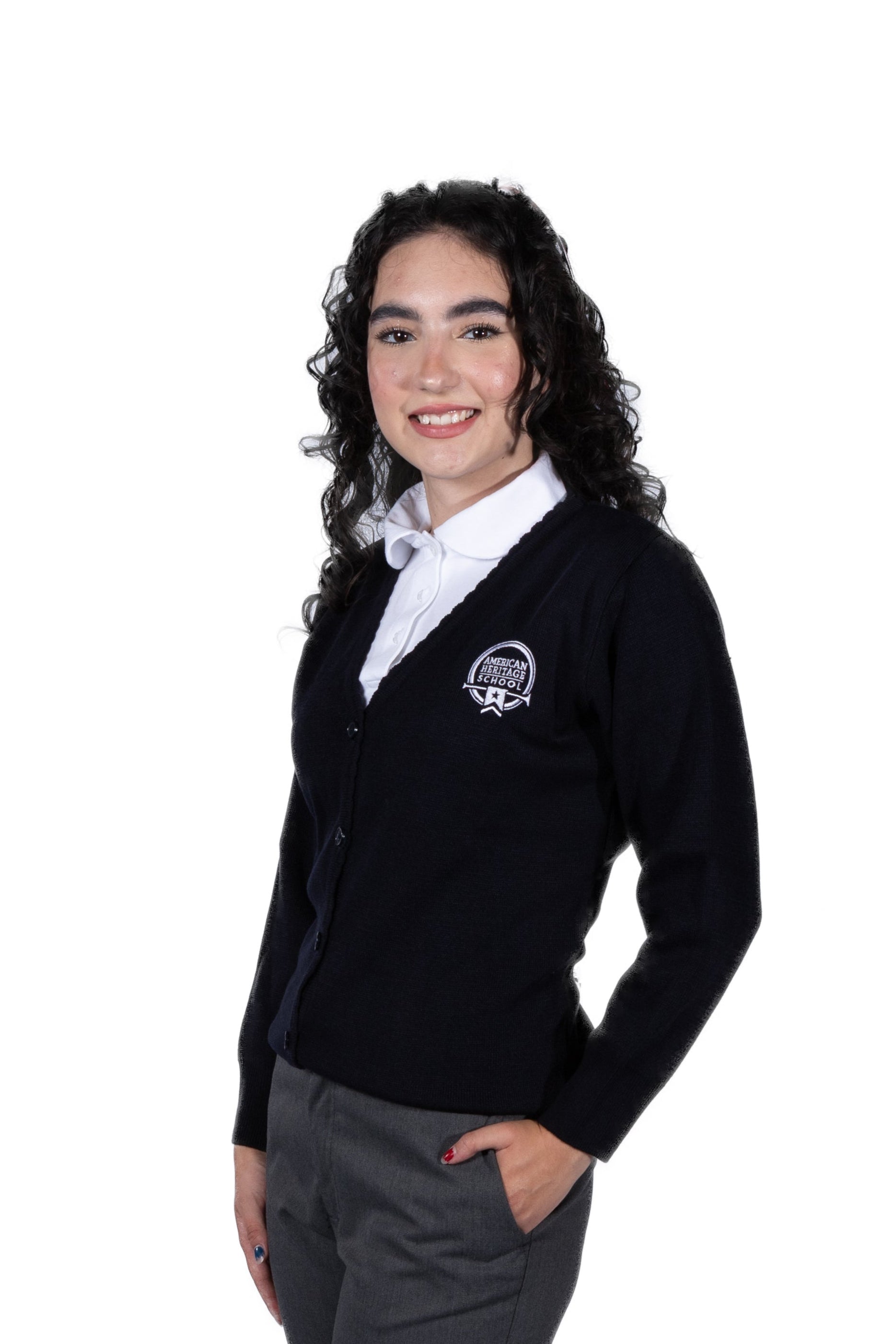 AHS Girls Cardigan Sweater - Navy (K-12th)
