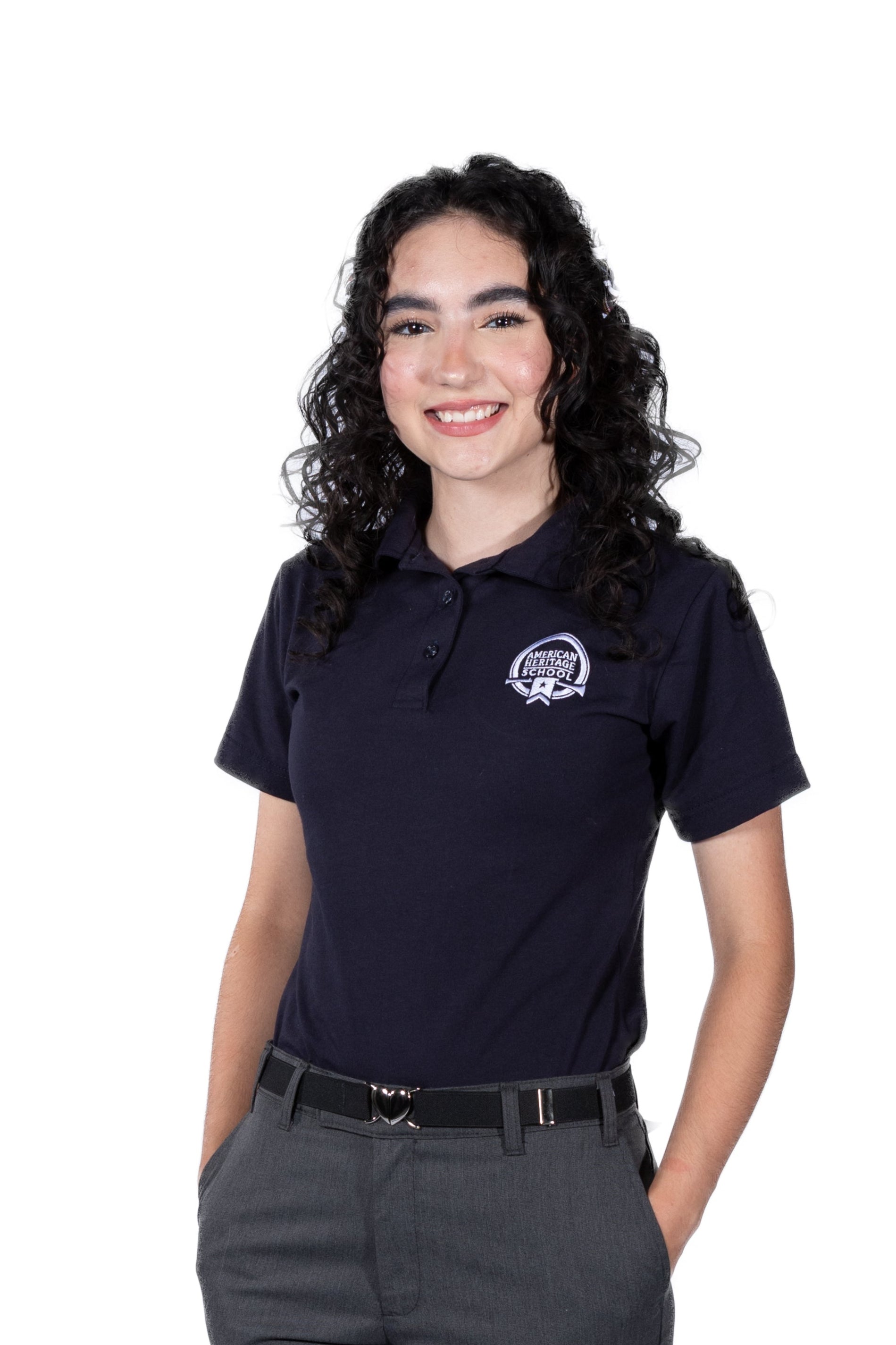 AHS Girls Navy Polos SS (6th-12th) -Adult sizes coming soon