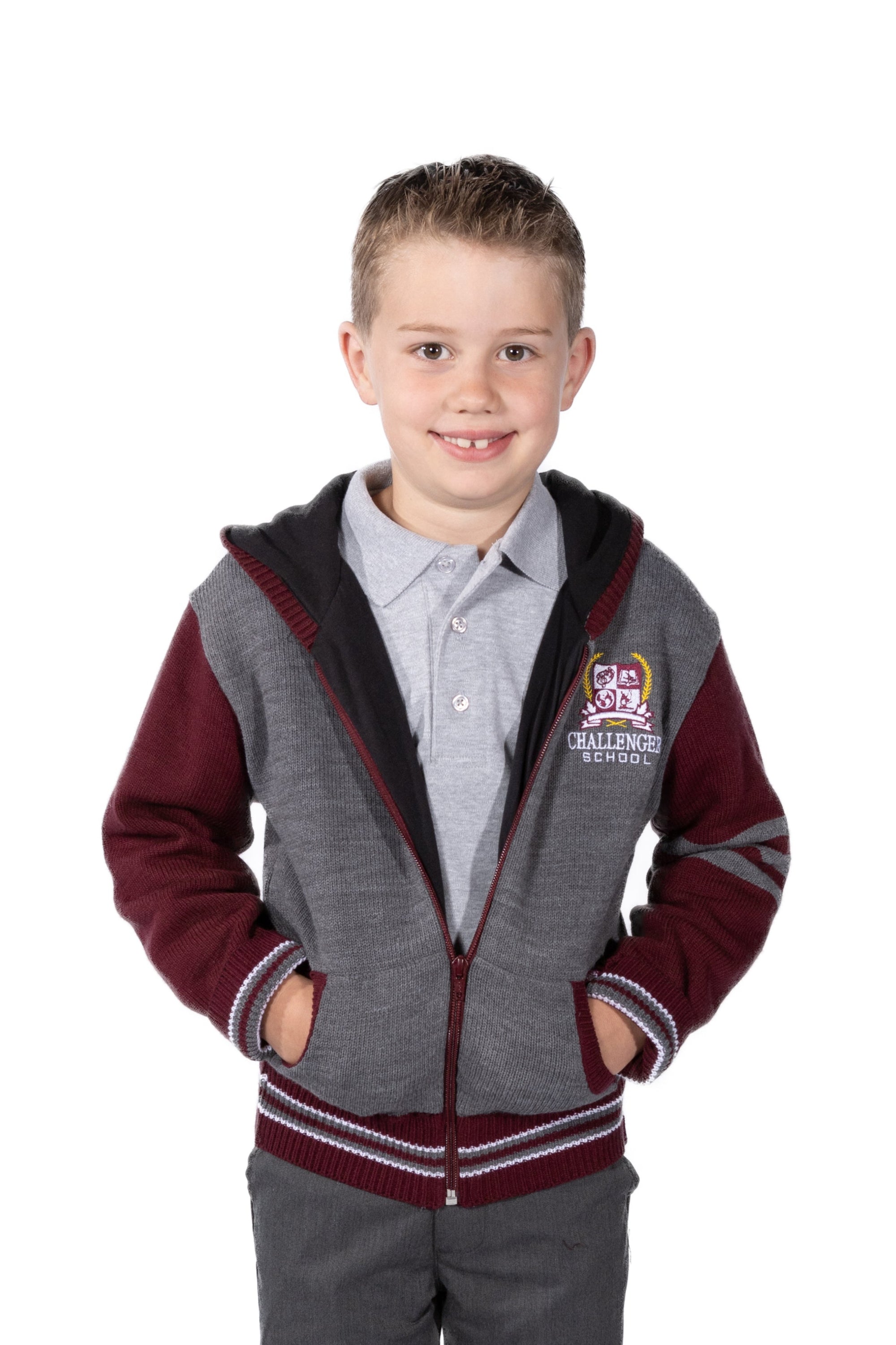 CHS Varsity Hooded Jacket - Maroon/Grey - Outerwear