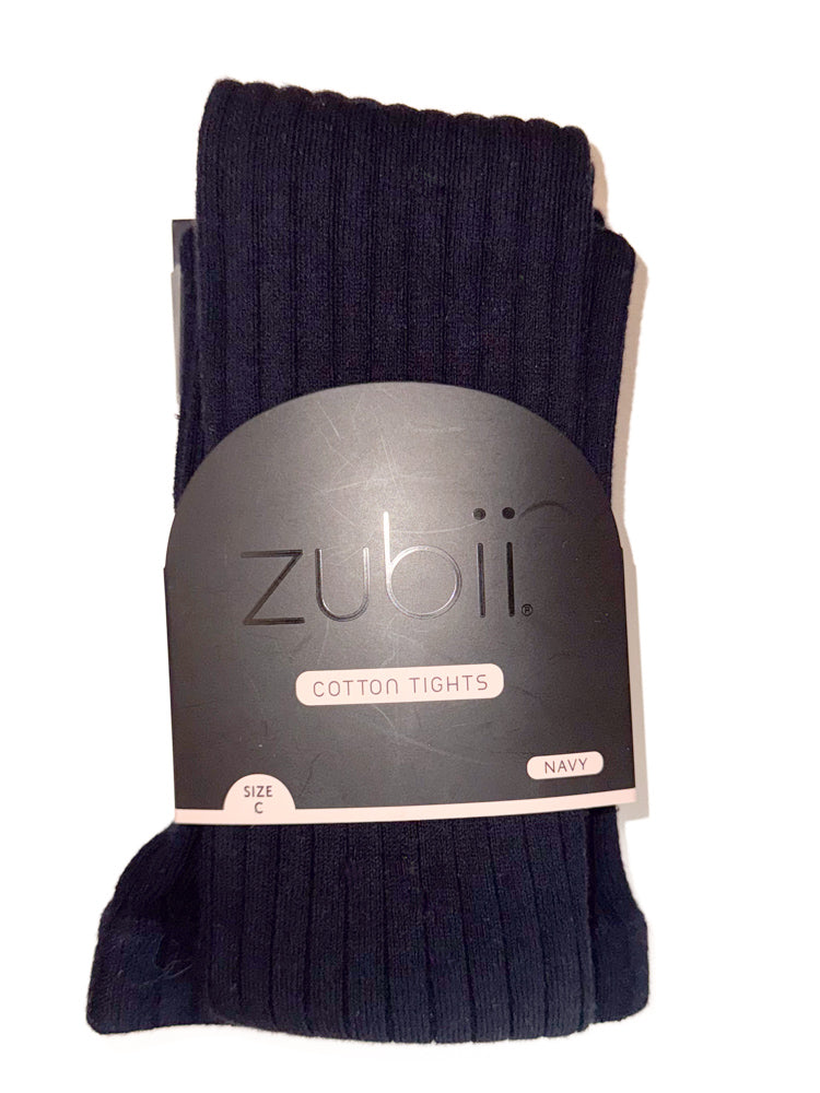 Girls Navy - Tights (Wide Ribbed-Zubii)