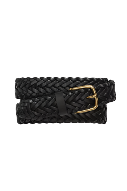 Belt - Black Braided Leather
