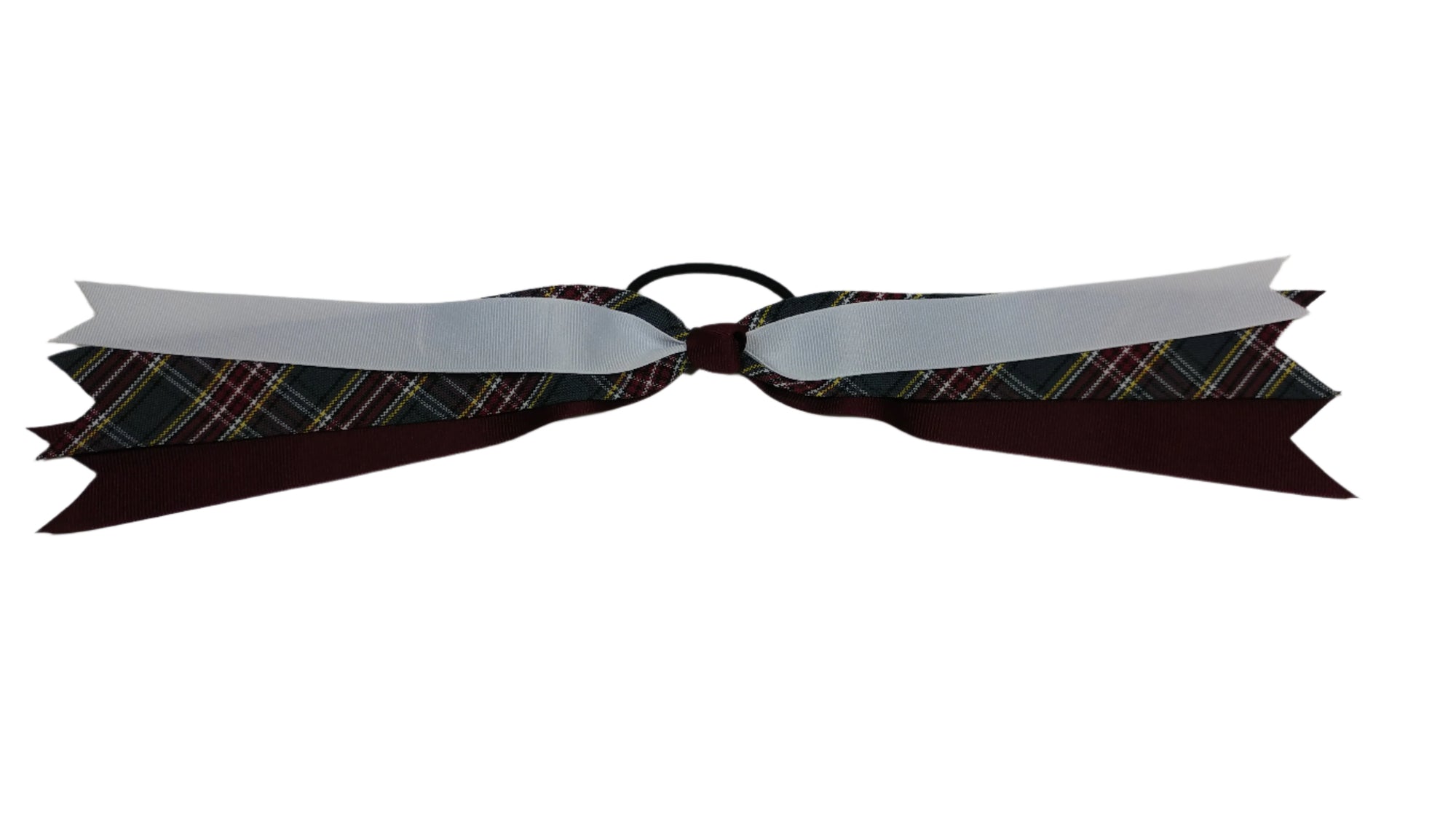 CHS Streamer Bow 18" Burgundy/Plaid/White