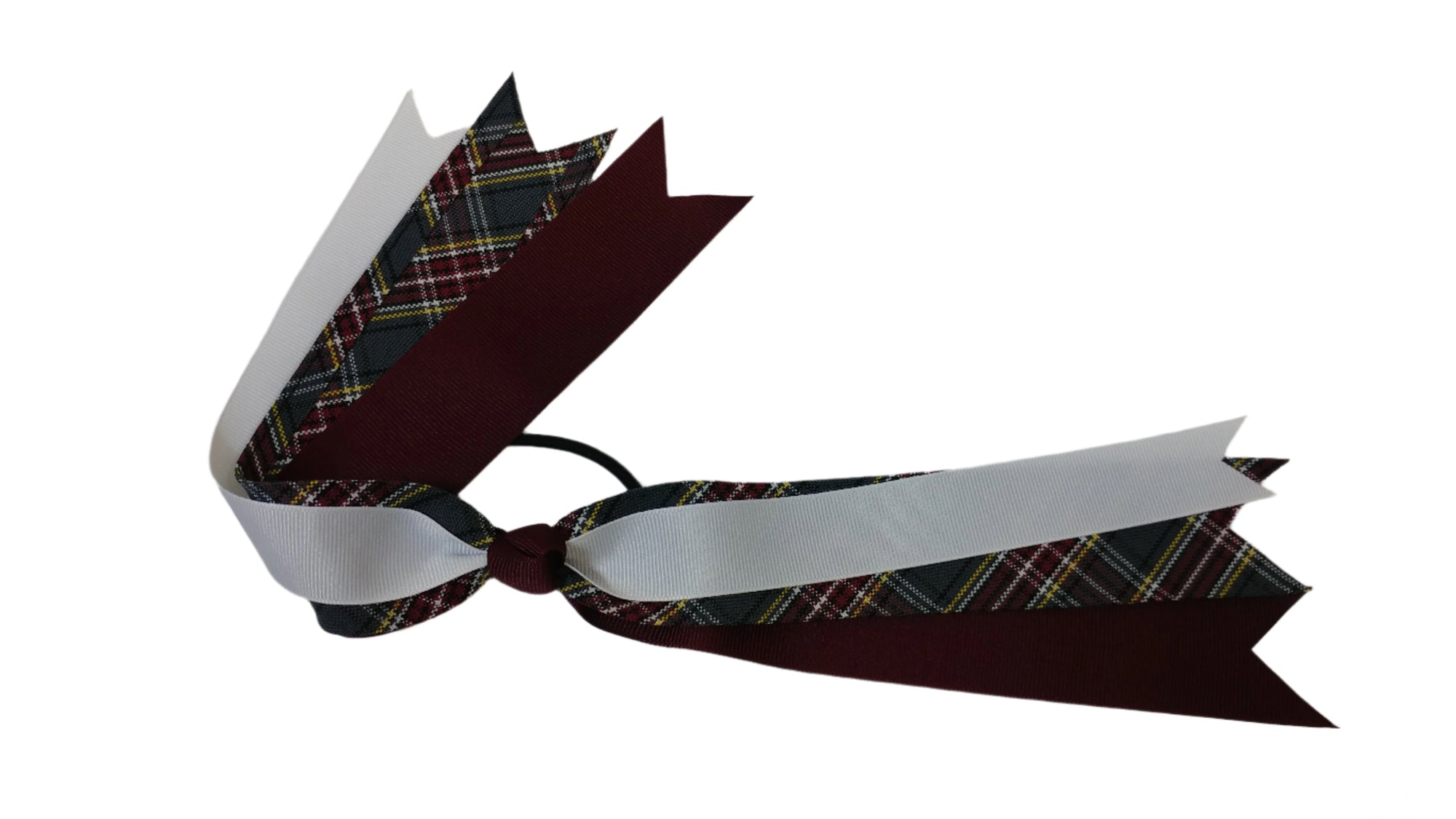 CHS Streamer Bow 18" Burgundy/Plaid/White