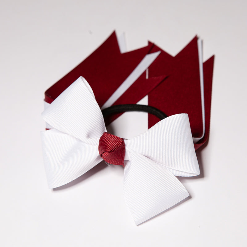 Burg/White 4 Loop Bow with Tails (Qty 1)
