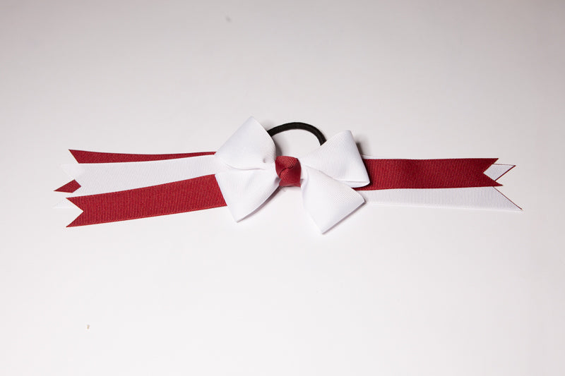 CHS Burg/White 4 Loop Bow with Tails (Qty 1)