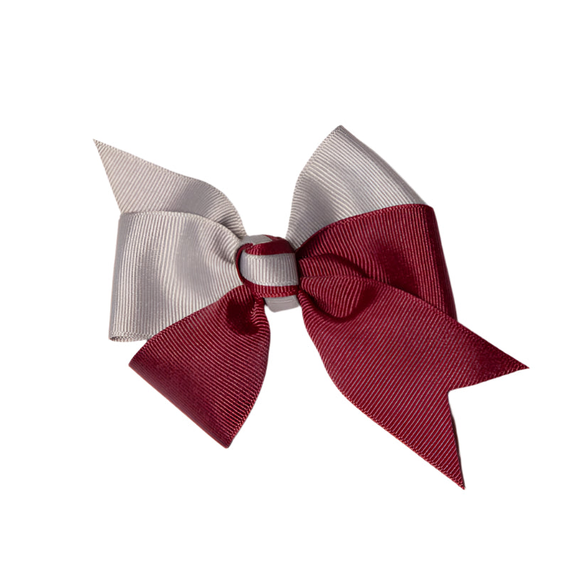 CHS Burgundy/Grey Bow with French Clip (Qty 1)