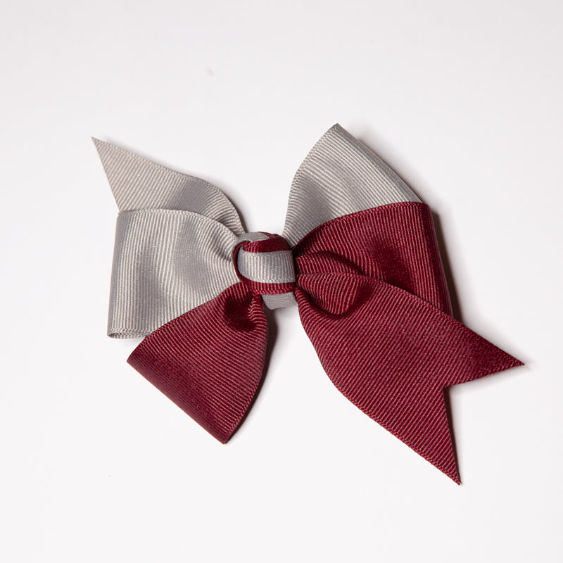 Burgundy/Grey Bow with French Clip (Qty 1)