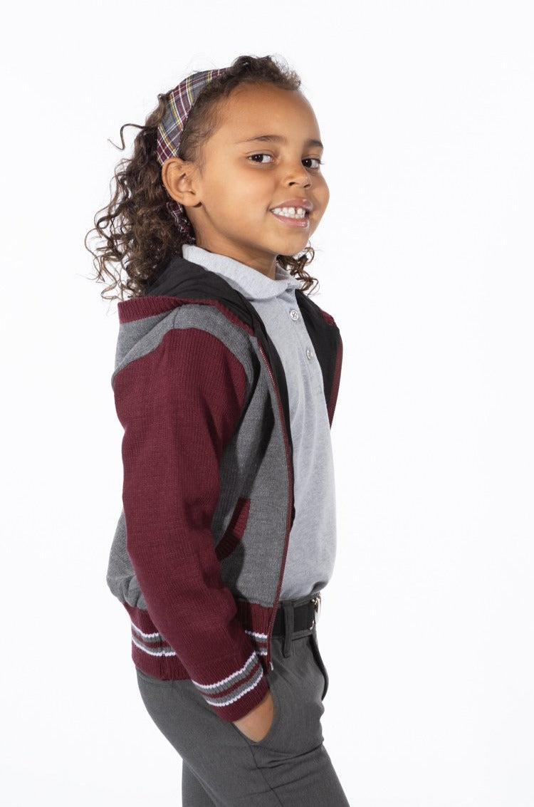 CHS Varsity Hooded Jacket - Maroon/Grey - Outerwear