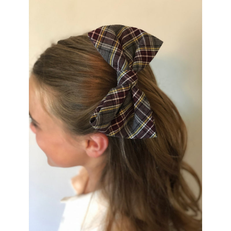 Plaid Bow w/ French Clip 6" - Large