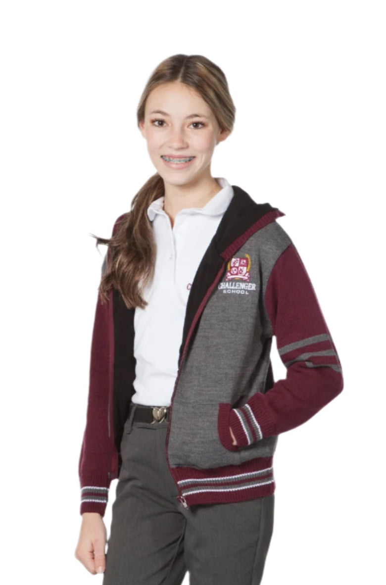 CHS Varsity Hooded Jacket - Maroon/Grey - Outerwear